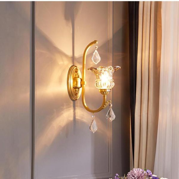

hallway crystal wall light copper glass lampshade wall lamp bedroom l night lamp living room corridor landscape lighting