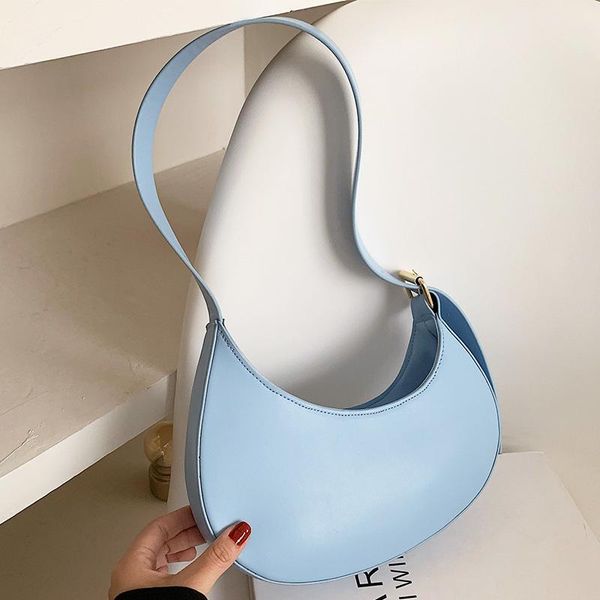 

evening bags french style leather shoulder bag crescent armpit small handbags for women clutch solid color fashion vintage tote purse