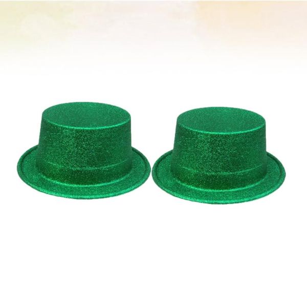 

2pcs glitter fedora hat performance hat party cosplay magician cap party supllies (green)