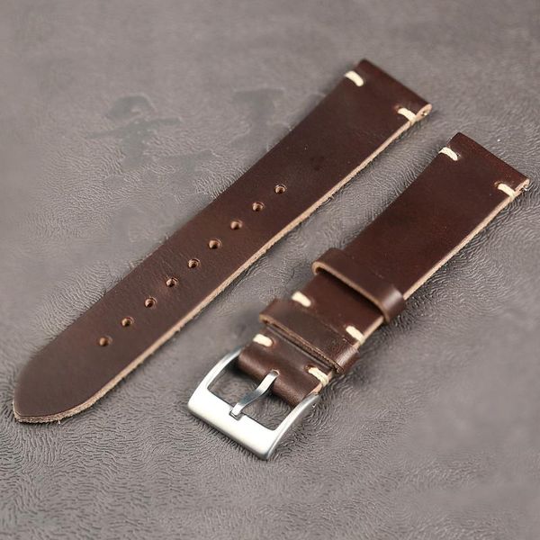 

watch bands horween chromexcel leather brown 100% handmade straps 18mm 20mm 22mm, Black;brown