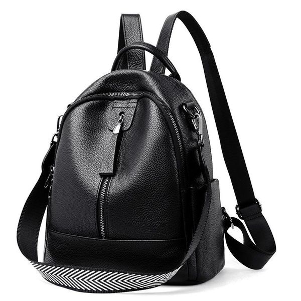 

backpack double shoulder bag women's 2021 fashion women soft leather casual bookbag