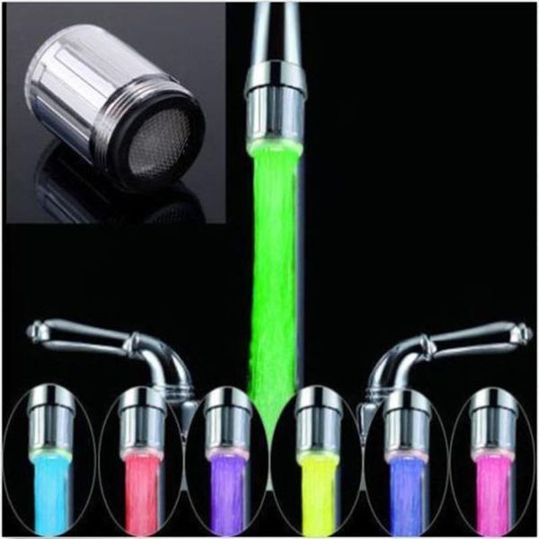

bathroom sink faucets 1pc water faucet light led 7 colors changing glow shower stream tap universal adapter external left screw kitchen