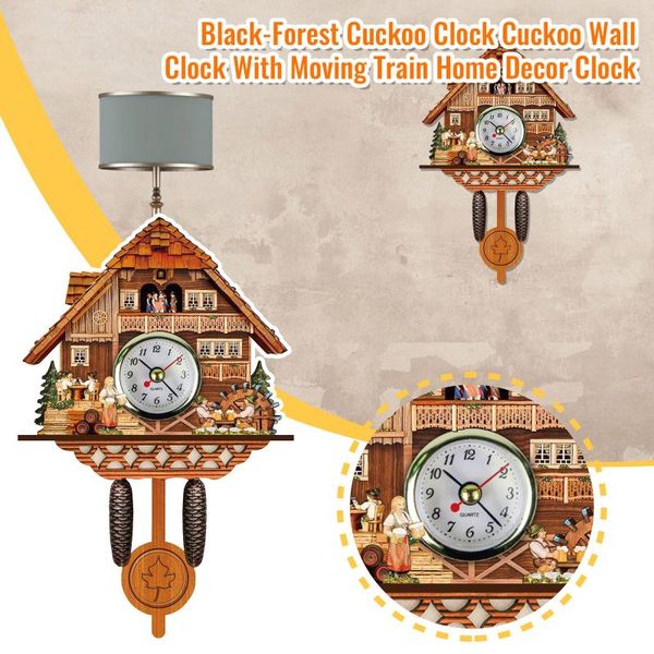 

wall clocks wooden cuckoo clock bird time bell swing alarm watch home art decor nordic retro living room