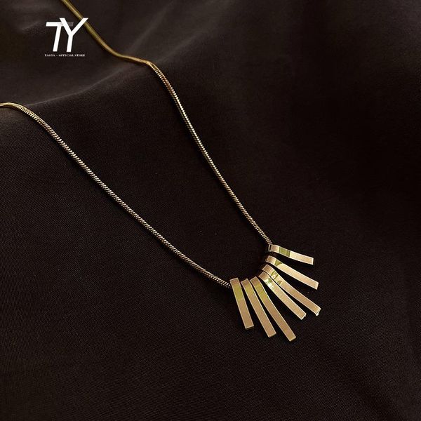 

pendant necklaces unique geometric strip titanium steel gold necklace for woman korean 2021 girl's jewelry student party's clavicl, Silver