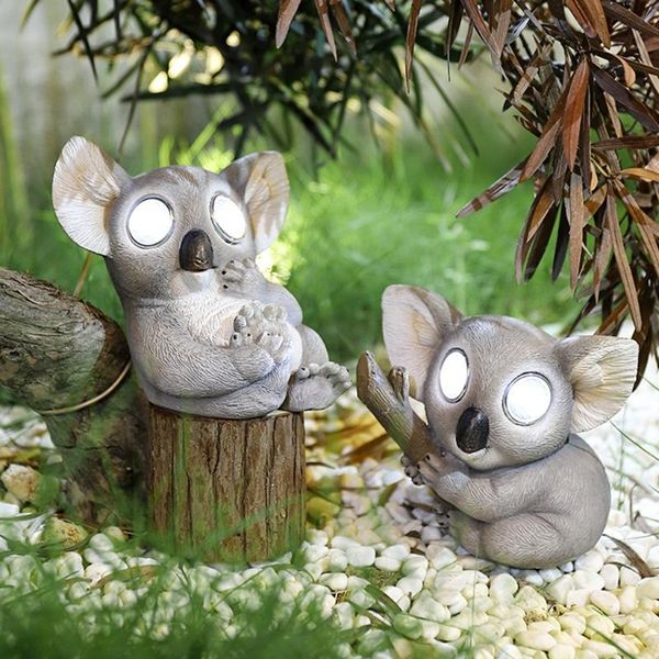 

garden decorations 50lf solar powered light cartoon koala animal statue lawn ornament waterproof outdoor decorative christmas gift resin