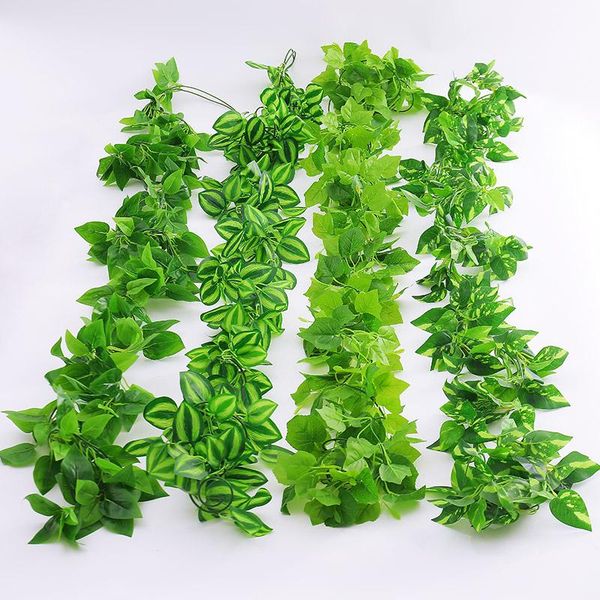 

240cm hanging artificial creeper green leaf real touch fake plants vine home wedding leaves diy garland plant party wall decor