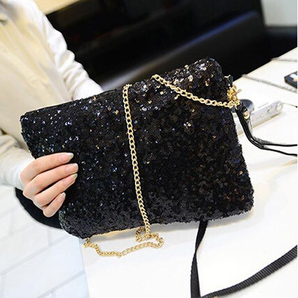

wallets fashion ladies glitter sequins handbag messenger bag sparkling party evening envelope clutch wallet tote purse shoulder, Red;black