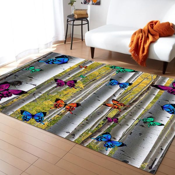 

carpets color butterfly birch forest printed floor mat door mats lounge rug kids carpet living room bedroom modern home decoration