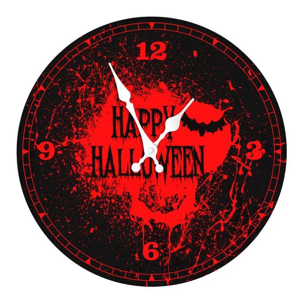 

wall clocks happy halloween wooden clock art decor nordic silent non-ticking quartz wood for living room home