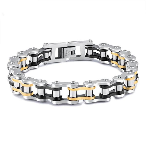 

link, chain 2021 korean style multi color stainless steel bracelets for women girl party gifts fashion bicycle link pulseira masculina, Black