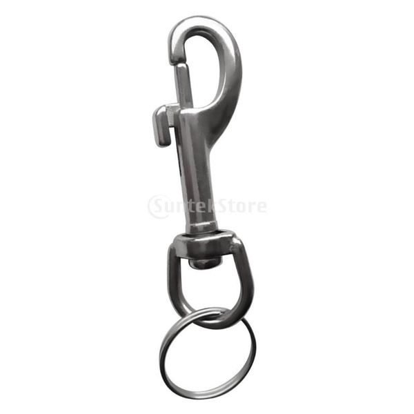 

pool & accessories heavy duty strong durable silver 316 stainless steel single ended bolt snap hook clip split keyring for scuba diving
