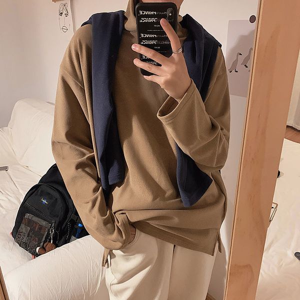 

2021 new male fashion trend hoodies cotton clothing casual high collar sweater soft sweatshirt size m-2xl 7lpc, Black