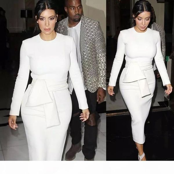 

new women bodycon bandage dress long sleeved 2016 vestidos autumn kim kardashian pencil dress white, Black;gray
