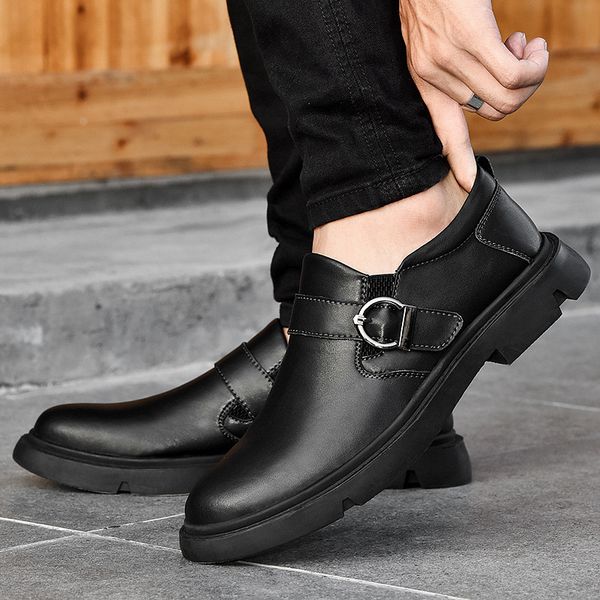

45.46.47 size cross-border large size autumn new mens shoes business formal wear mens casual leather shoes retro british style mens shoes, Black