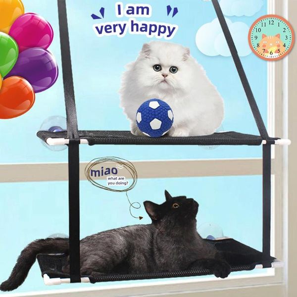 

cat beds & furniture 20kg two layers pet cats basking window mounted suction cup hanging hammock bed sandwich mesh fabric strong and durable