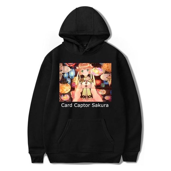 

women's hoodies & sweatshirts sakura card captor japan anime hoodie women men hip hop harajuku thin velvet warm printed hooded coat tr, Black