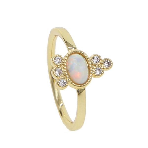 

wedding rings 2021 elegant fashion gold stackable ring egg shape fire opal sparkly design delicate dainty for gir, Slivery;golden