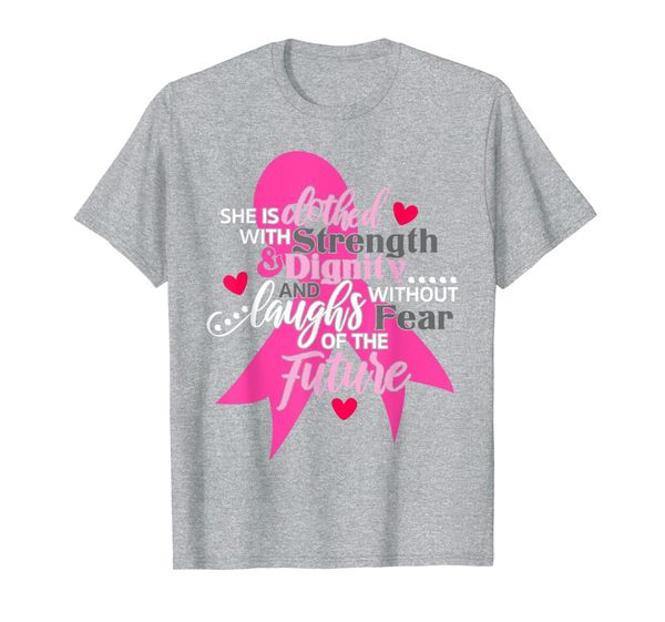

clothed with strength and dignity breast cancer warrior t-shirt, White;black