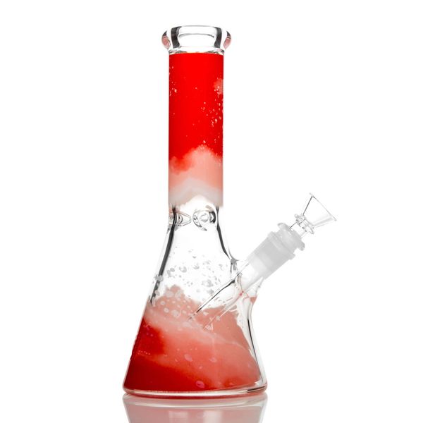 Nuevo Unique Premium Beaker Glass Bong Water Hookah Smoking Pipe 12 pulgadas de altura 5MM 7mm de espesor 18.8mm junta femenina Colorful Dab Rig con tazón puede poner el logotipo