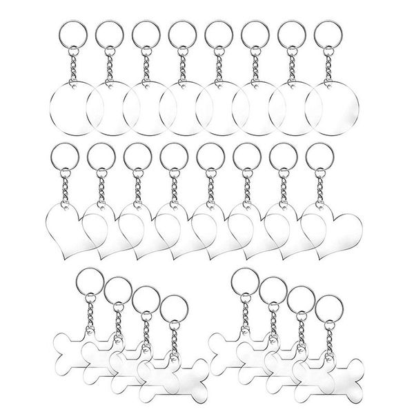 

hooks & rails 96 pieces acrylic transparent discs,blanks charms and tassel pendants, keyring with chain for diy crafts jewelry making