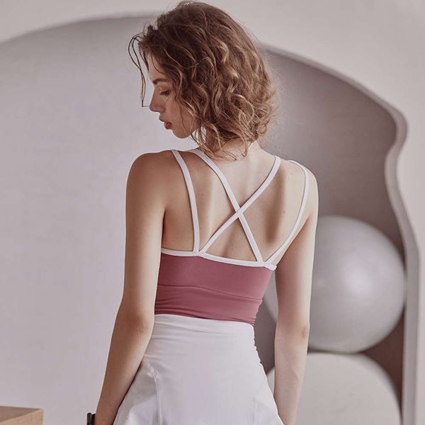 

sports underwear women's shockproof and anti sagging professional shaping back bra wearing running fitness yoga vest sling, Gray