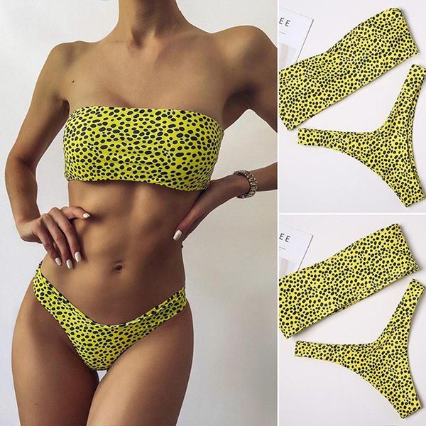

women's swimwear leopard 2 piece swimsuit women bikini set mid waisted swimsuits, White;black