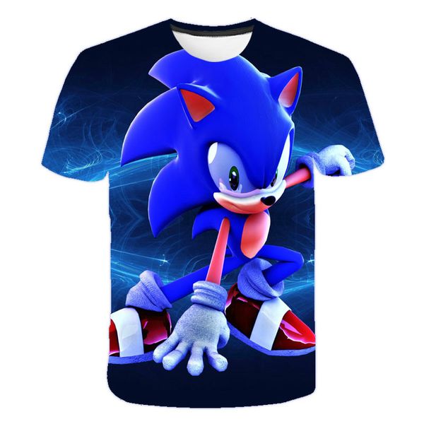

childrens short sleeve casual wear three-dimensional printing fashion t-shirt boys and girls summer clothing popular street, Blue