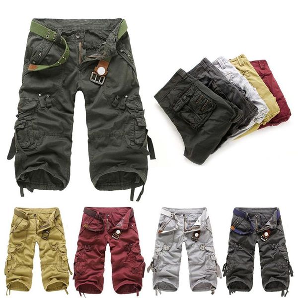 

men cargo shorts summer combat army casual work cargo pants with multi-pockets male loose work shorts summer sale, White;black