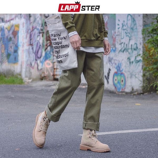 

men's pants lappster men harajuku wide leg cargo 2021 streetwear vintage harem male khaki fashions sweatpants cotton trousers, Black