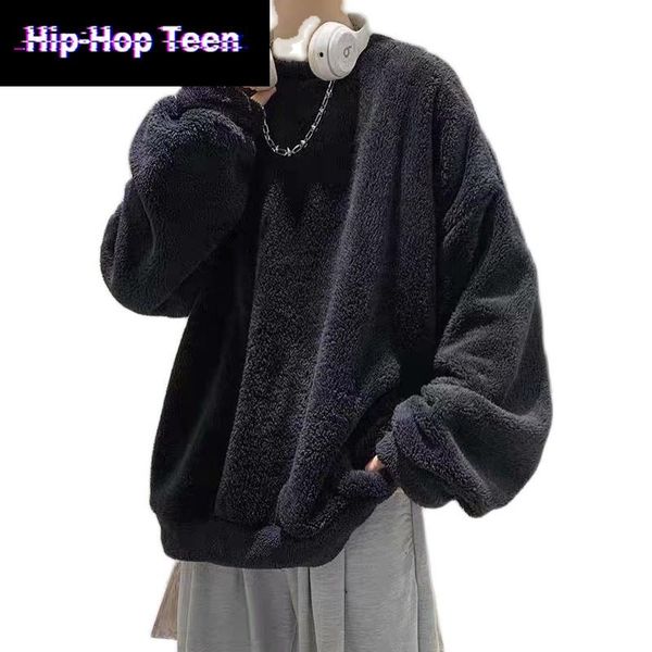 

men's hoodies & sweatshirts winter black thick pullover sweatshirt men japanese streetwear fleece couple casual warm hoodie 3xl