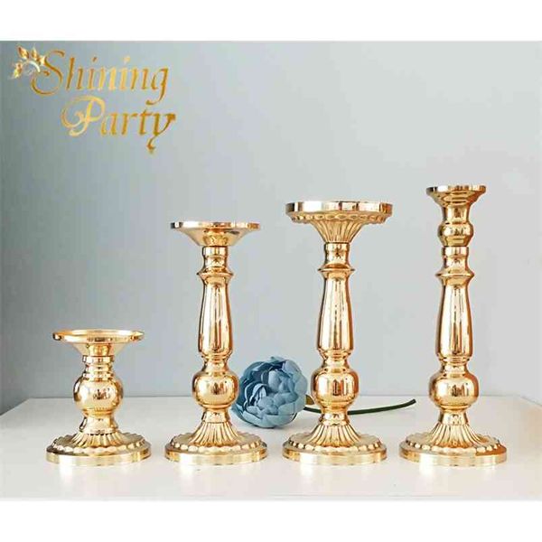 Brilhantes Partido Vintage Gold Metal Candle Candle, Centerpieces, Festa de Casamento Casa Bar Decoração de Natal 210722