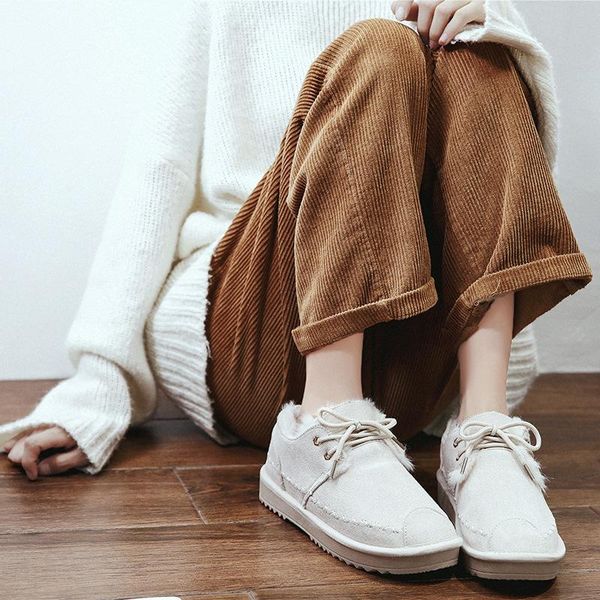 

boots 2021 winter plus velvet snow women's warm short net red casual lace-up cotton shoes, Black