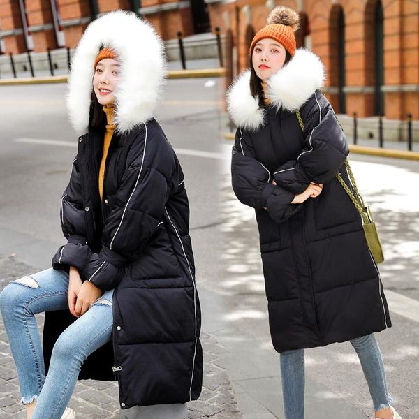 

fashion woman ins cotton-padded mid-long winter chic down cotton-padded garment for students, Black
