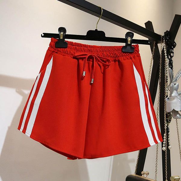 

women's shorts sorrynam 2021 summer women drawstring sport casual wide leg female high waist loose street, White;black