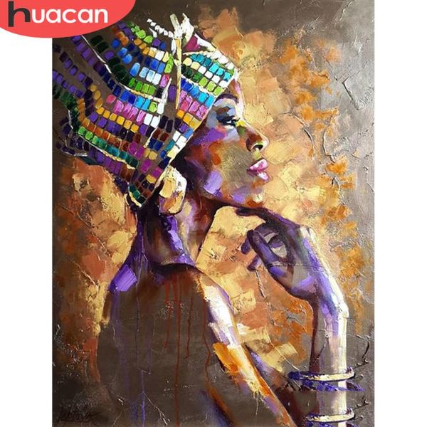 

diamond painting huacan 5d african woman diy wall art decor full square/round embroidery portrait handmade gift
