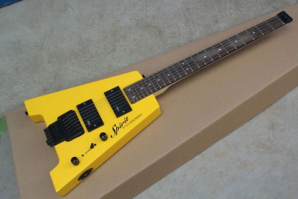 

special-shaped headless electric guitar yellow can be customized