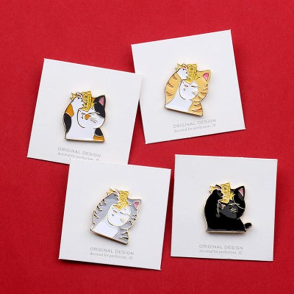 

pins, brooches 1 piece 3cmx2.5cmdrop oil cat brooch cartoon animal series badges accessories lovely fashion zinc alloy, Gray
