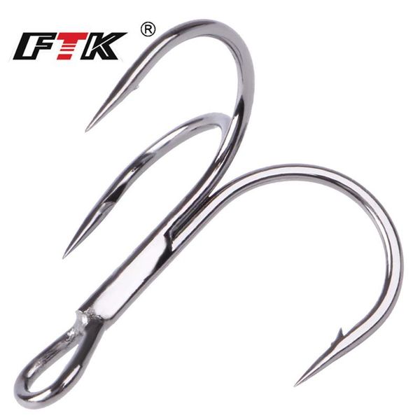 

fishing hooks ftk hook 10-20pcs high carbon treble super sharp solid size 3/0#-14# triple barbed steel bass lure