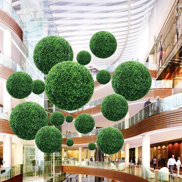 

1pc artificial milan grass ball simulation green plants ball fake flower for wedding home l office diy christmas decoration