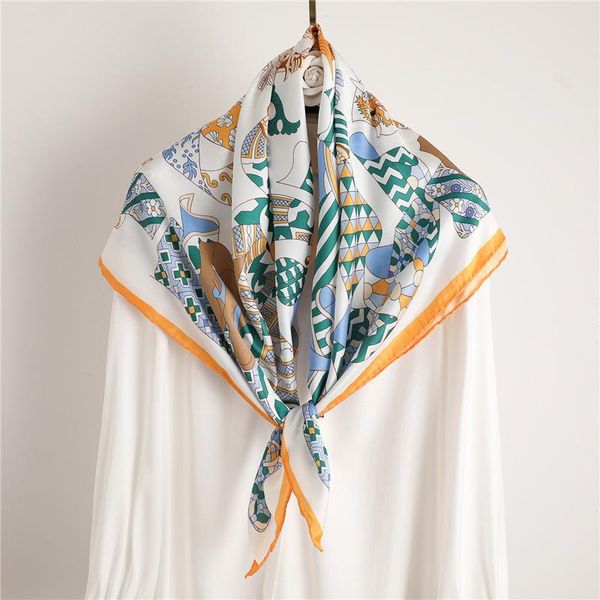 

scarves fashion summer silk scarf women for hair neck cover female kerchief bandana hijab bufanda de seda foulard carre femmes, Blue;gray