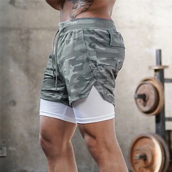 

salesummer 2 on in 1-shorts casual outdoor loss men comfortable breathing shorts multi-pocket fashion men's clothing, White;black