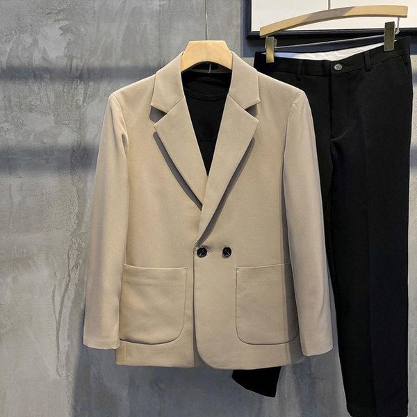 

men's suits & blazers 2021 men spring autumn fashion solid slim fit coats male office business casual suit jackets blazer clothing outw, White;black