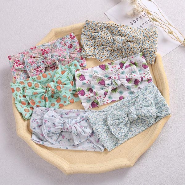 

kids hair accessories children flower floral fruit print bowknot hairband bandanas baby girls big bow headband 27 colors, Slivery;white