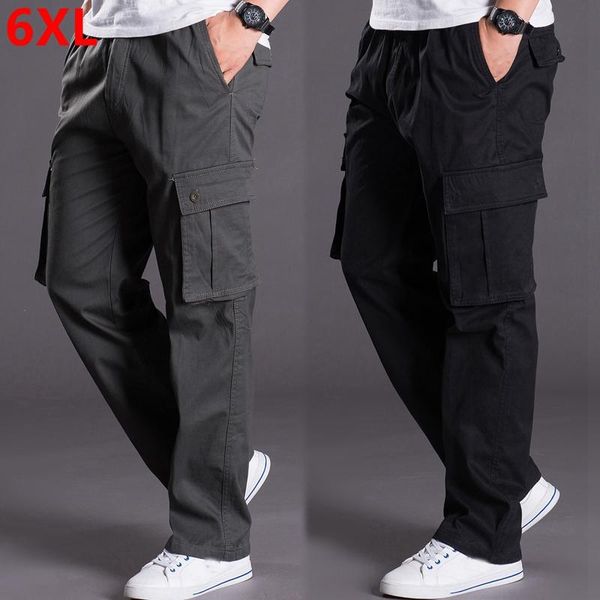 

men's pants autumn and winter thick models oversize loose trousers multi-pocket casual men, Black