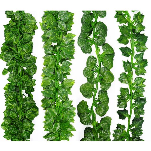 

decorative flowers & wreaths 2m long simulation plants green ivy leaf fake grape vine artificial flower string foliage leaves home wedding g