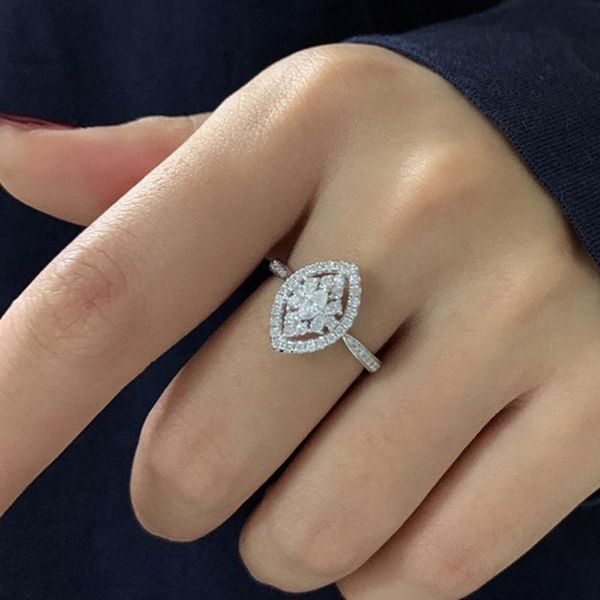 

wedding rings exquisite trendy silver plated hollow out marquise for women shine cz stone inlay fashion jewelry party gift ring, Slivery;golden
