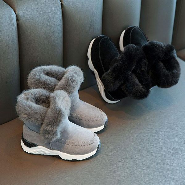 

boots koovan children' boys girls 2021 female shoes winter velvet thick big snow, Black;grey