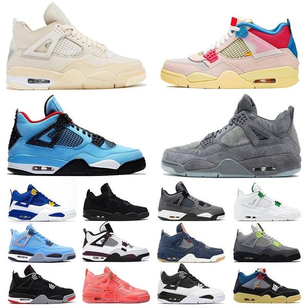 

with box jumpman 4 4s basketball shoes men women sports sneakers sail union analyzes cactus jack fire red metallic black cat trainers