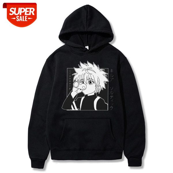 

japan anime funny killua eyes killua hxh hoodies winter japan style hunter x hunter sweatshirts pullovers for women men #ji7x, Black