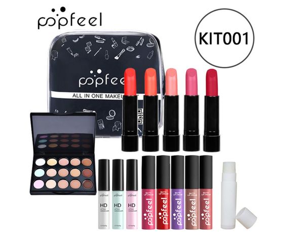 

popfeel all in one makeup kit eyeshadow lip glosslipstickmakeup brusheseyebrowconcealerwith makeup bag